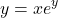 \begin{align*} y &= xe^y  \end{align*}