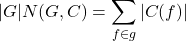 \[|G| N(G, C) = \sum_{f\in g}|C(f)|\]